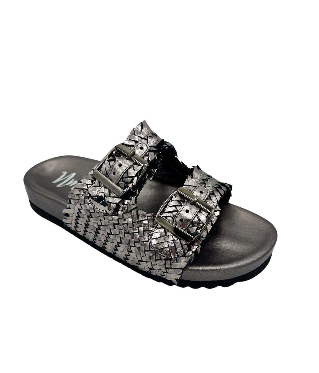 Naughty Monkey Intertwine Dual Woven Strap Slide in Pewter in - Shoes photo