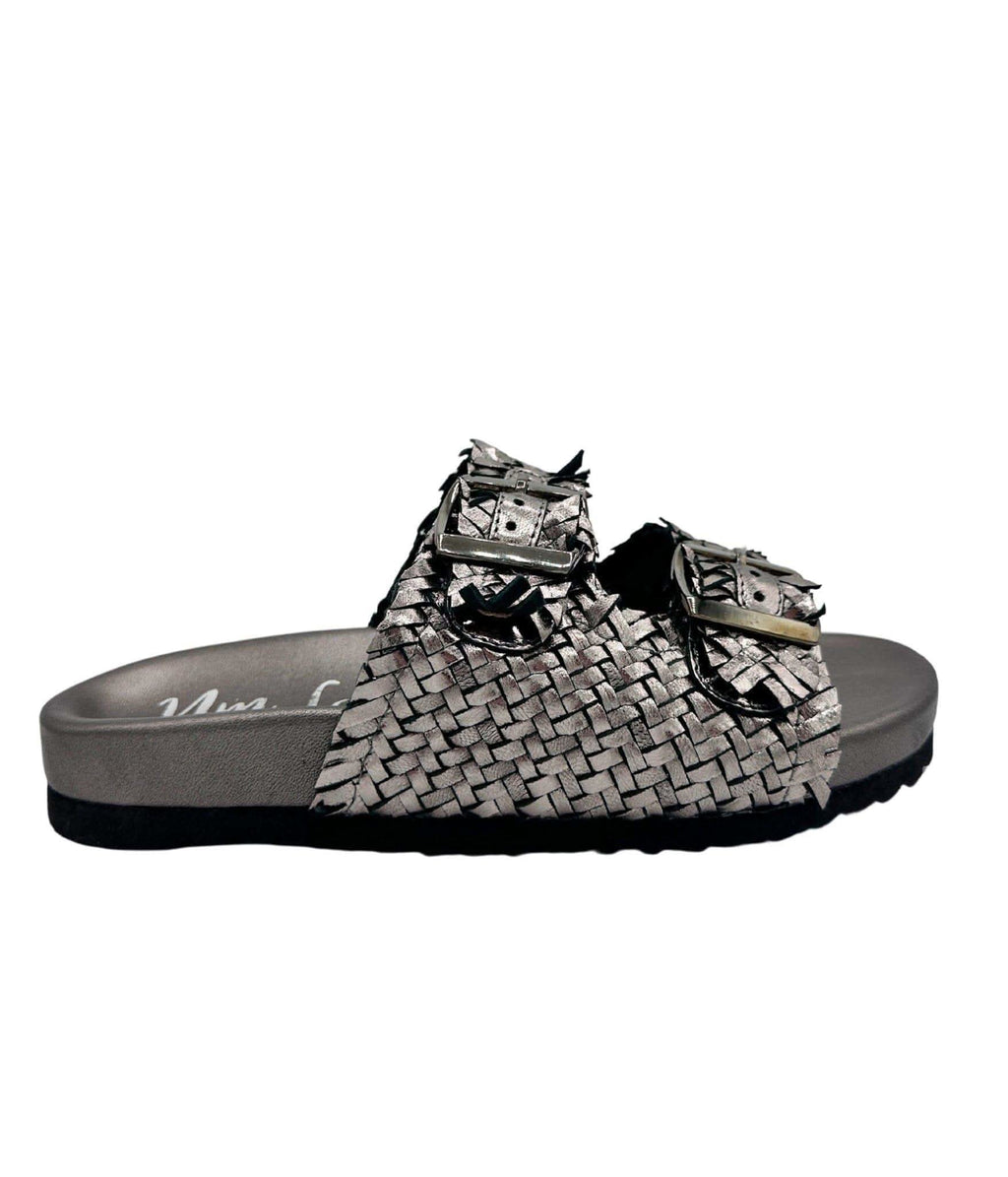 Naughty Monkey Intertwine Dual Woven Strap Slide in Pewter in - Shoes photo