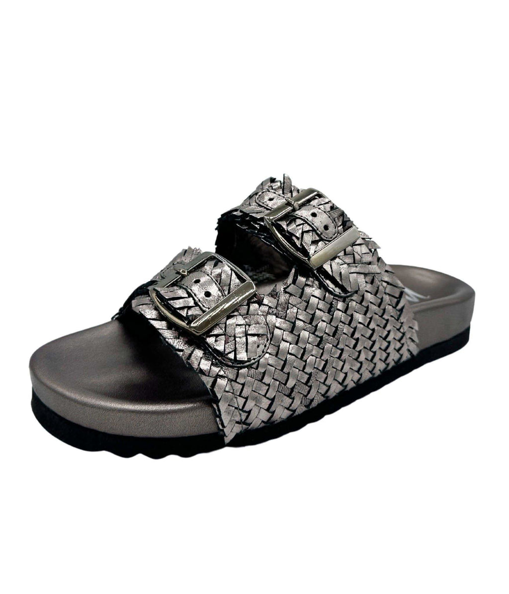 Naughty Monkey Intertwine Dual Woven Strap Slide in Pewter in - Shoes photo