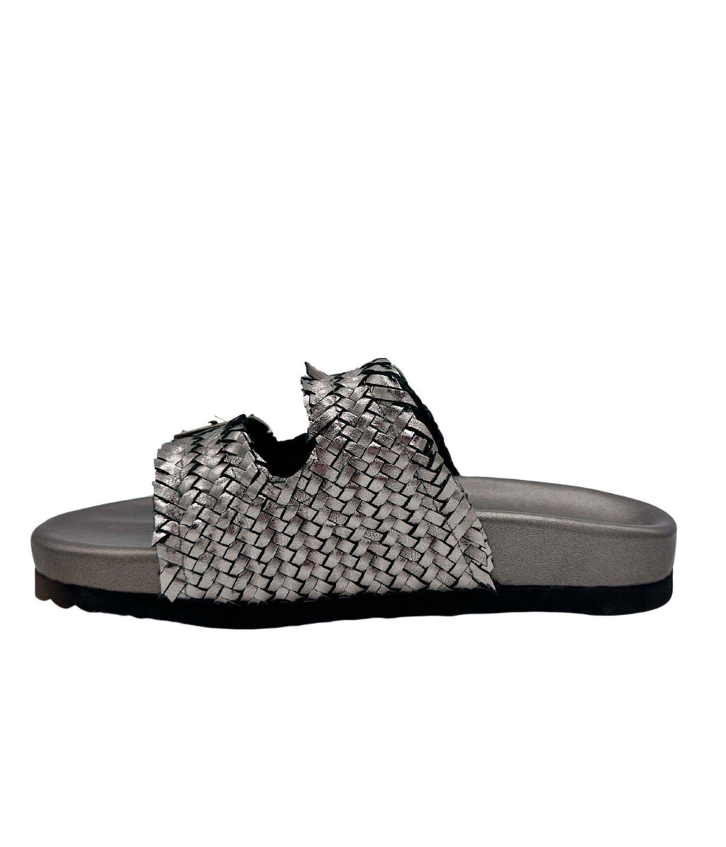 Naughty Monkey Intertwine Dual Woven Strap Slide in Pewter in - Shoes photo