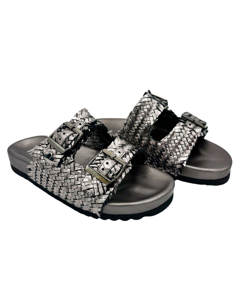 Naughty Monkey Intertwine Dual Woven Strap Slide in Pewter in - Shoes photo