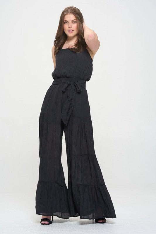 Jade By Jane PLUS Elastic Strap Tiered Jumpsuit - SwagglyLife Home & Fashion