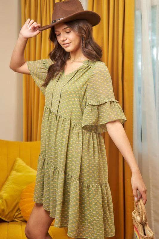 Jade By Jane PLUS Floral Print V-Neck Mini Dress - SwagglyLife Home & Fashion