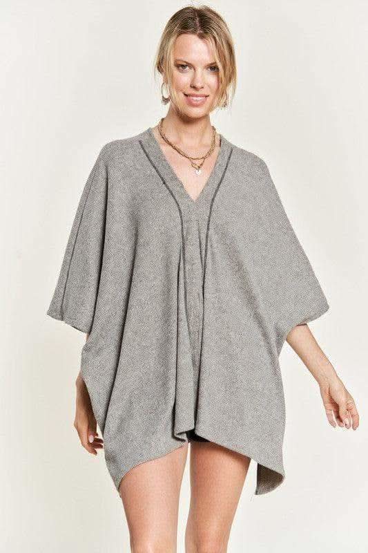 Jade By Jane V Neck Poncho Top - SwagglyLife Home & Fashion