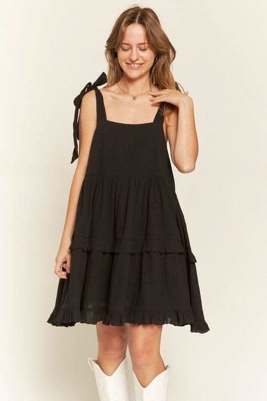 Jade Square Neck Ruffle Dress - SwagglyLife Home & Fashion