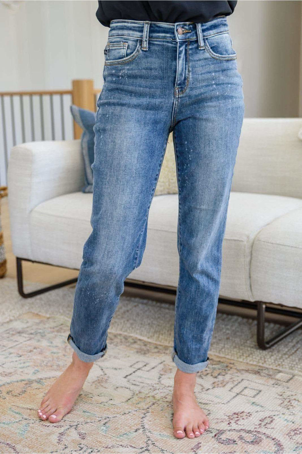 Judy Blue Corey Hi Rise Bleach Splash Boyfriend Jeans in - Pants photo