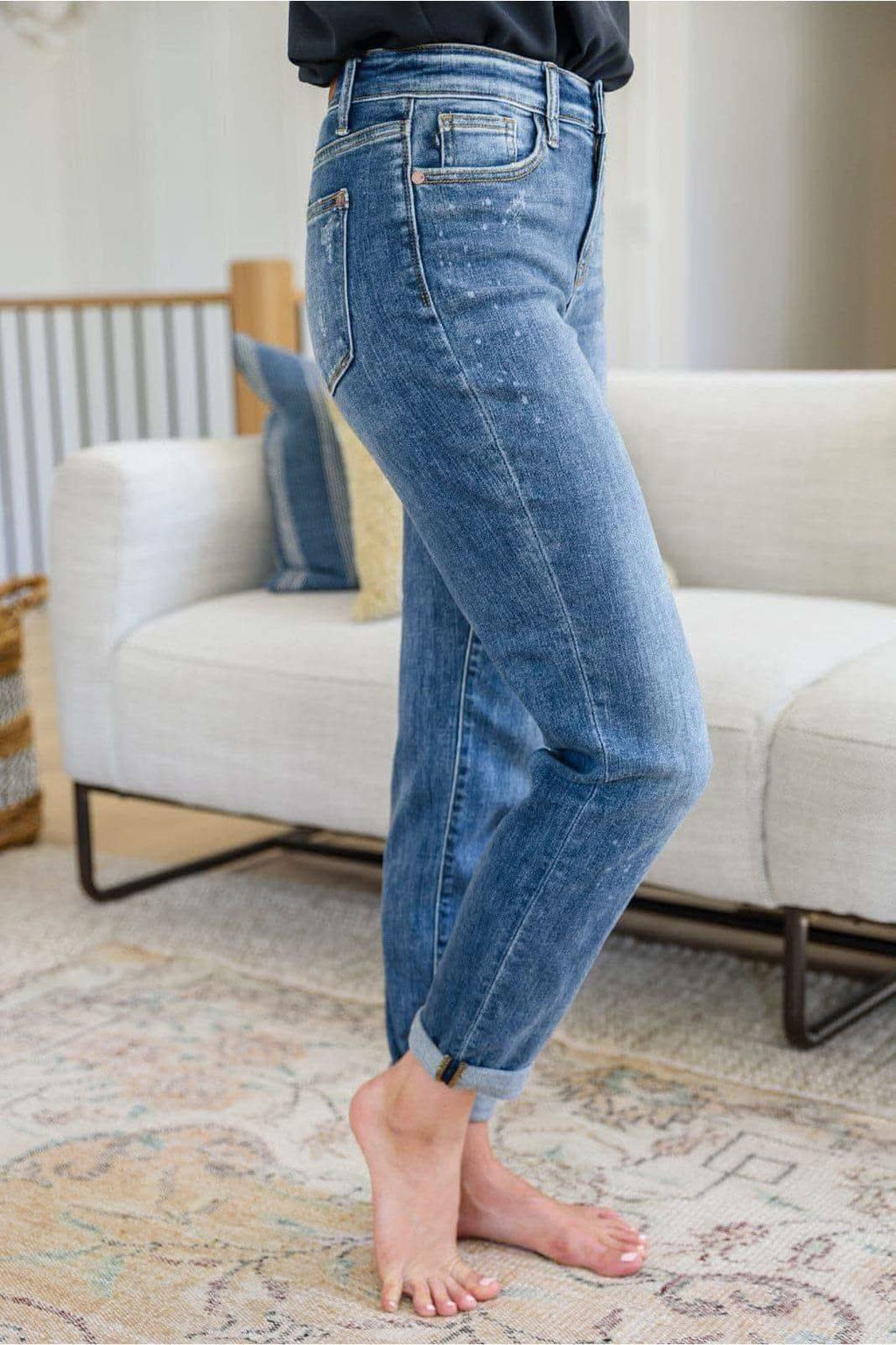 Judy Blue Corey Hi Rise Bleach Splash Boyfriend Jeans in - Pants photo