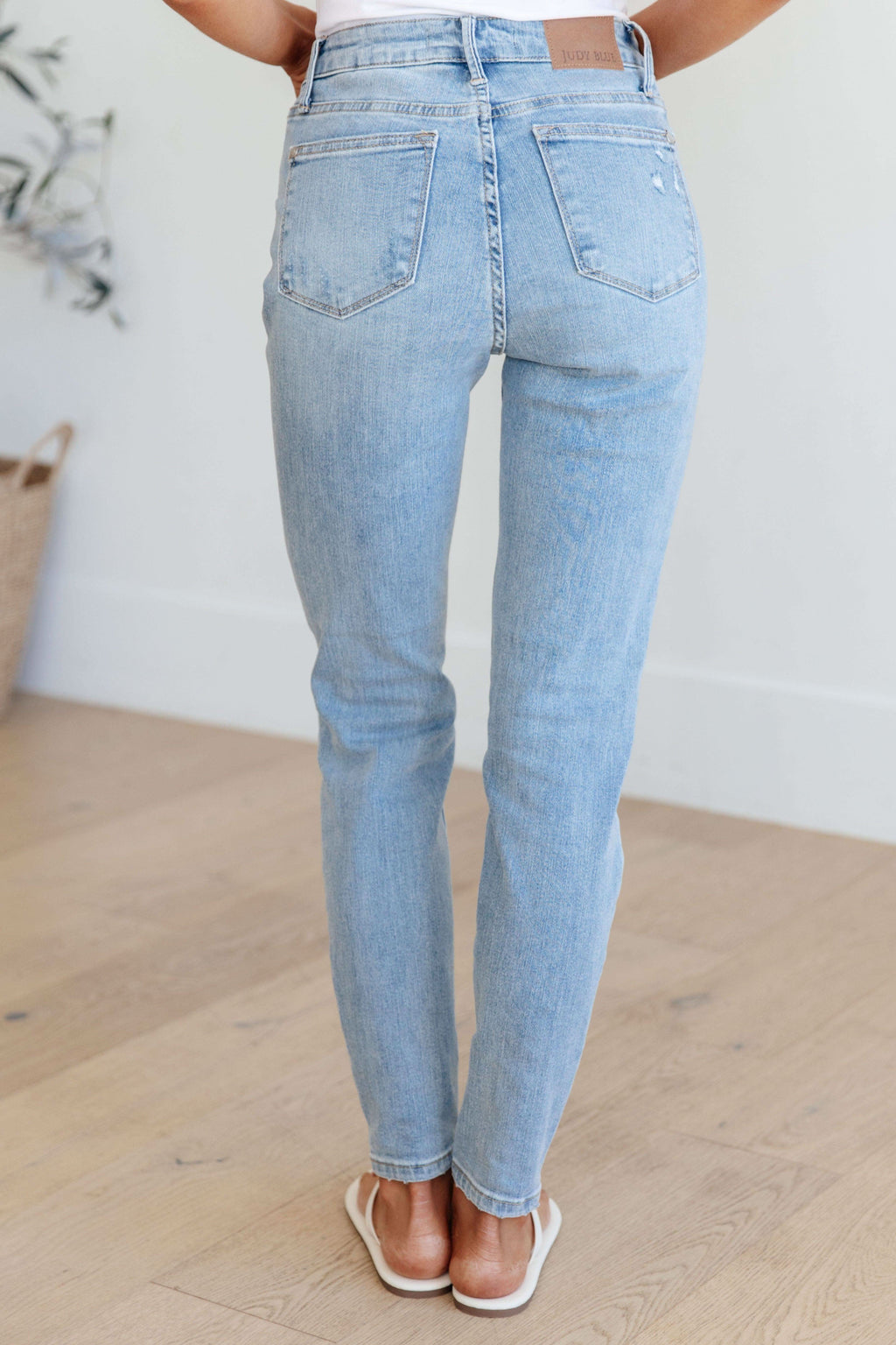 Judy Blue Eloise Mid Rise Control Top Distressed Skinny Jeans in - Pants photo