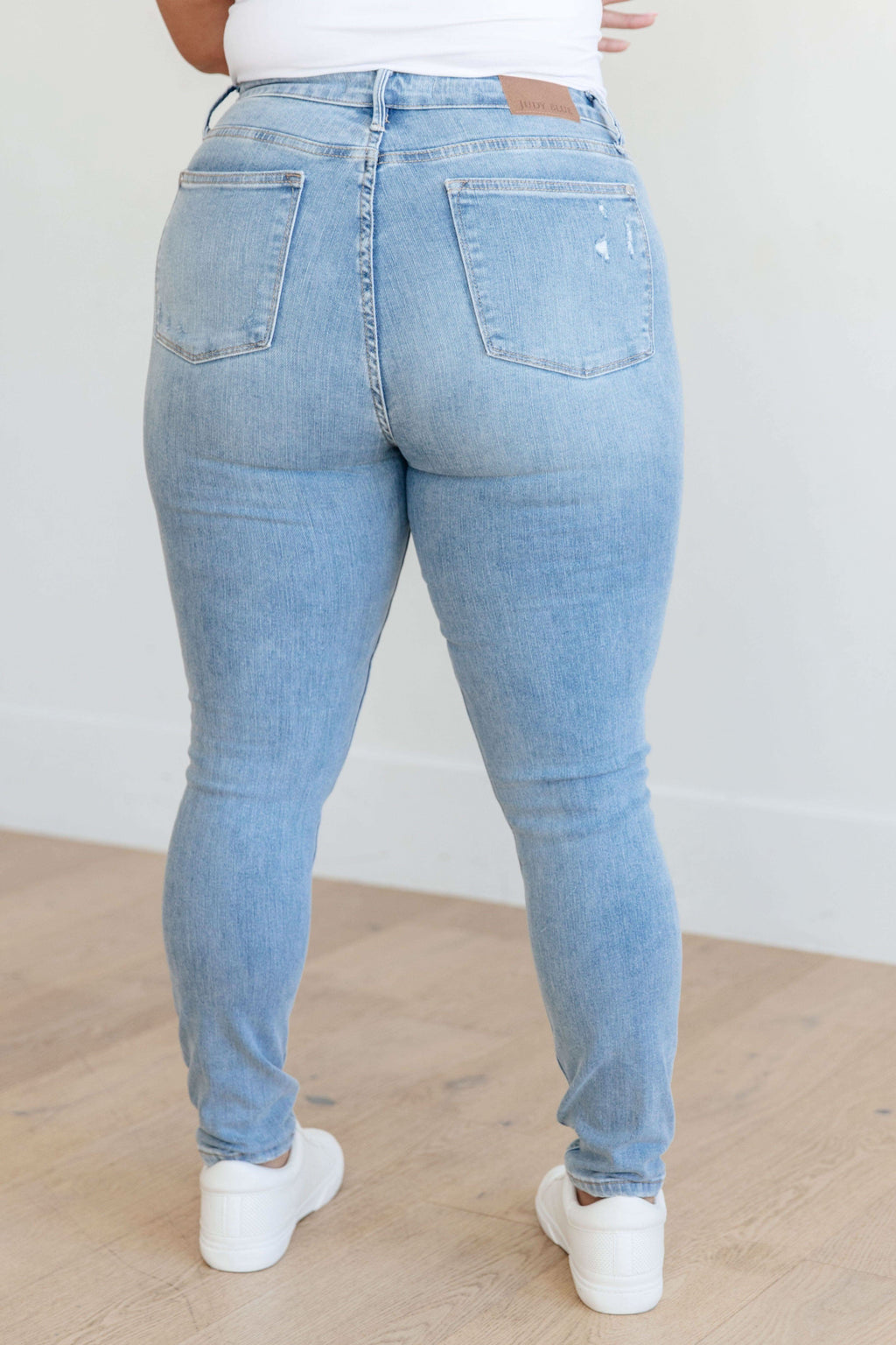Judy Blue Eloise Mid Rise Control Top Distressed Skinny Jeans in - Pants photo