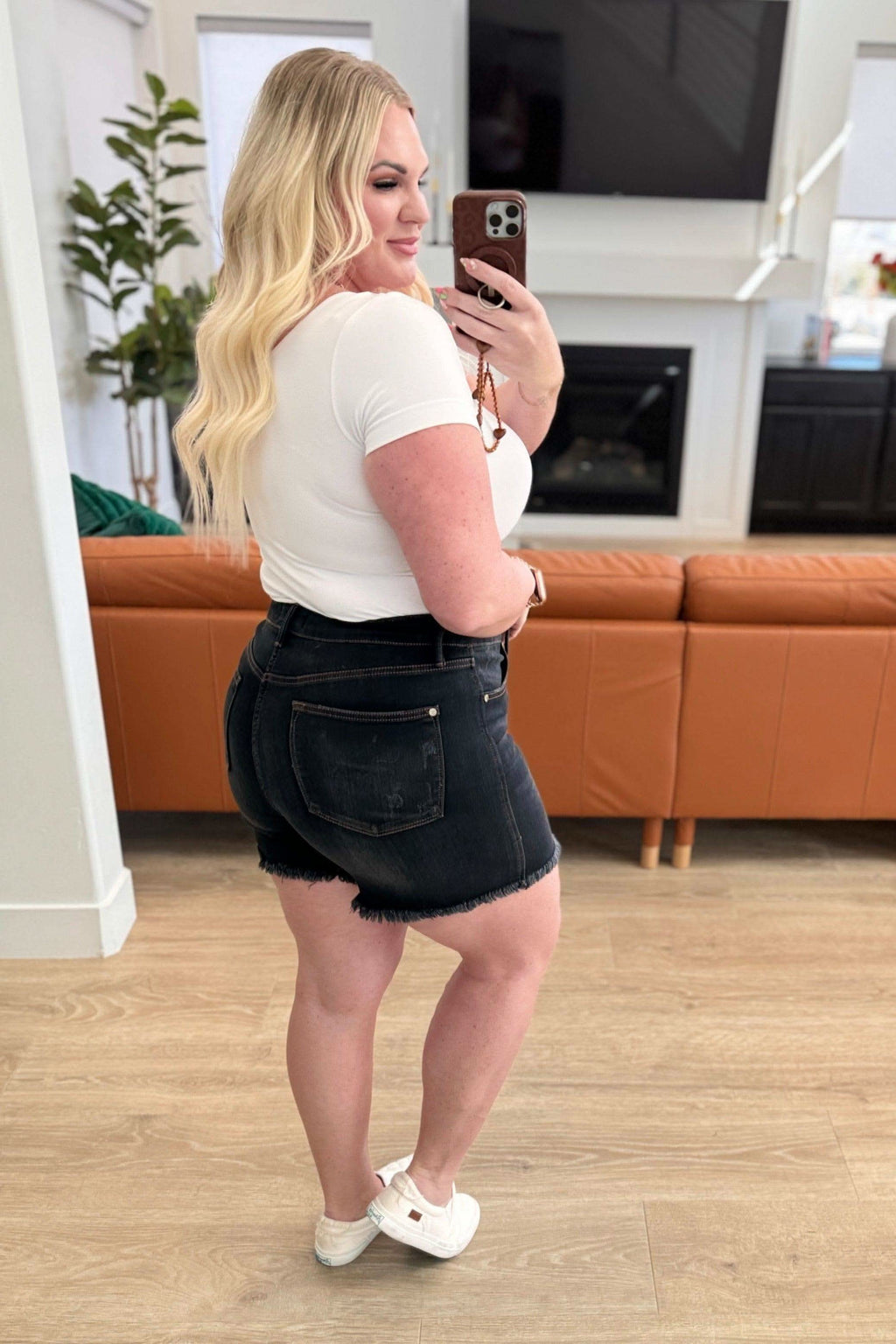 Judy Blue Ember High Rise Control Top Fray Hem Shorts in - Shorts photo