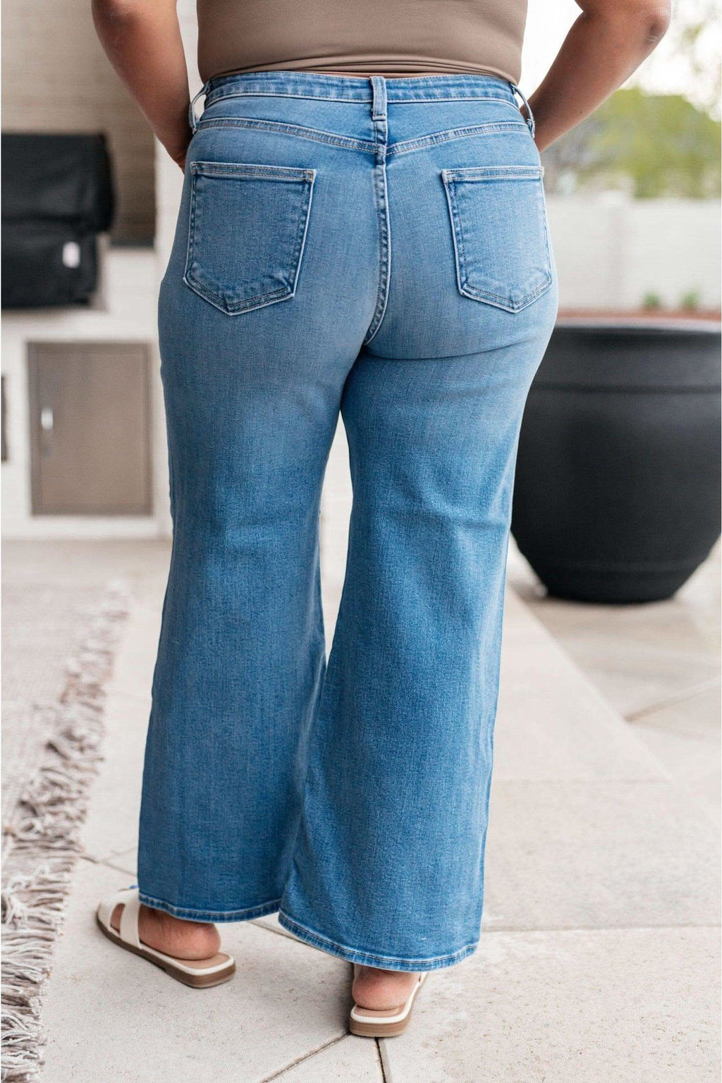 Judy Blue Hayes High Rise Wide Leg Crop Jeans in - Denim photo
