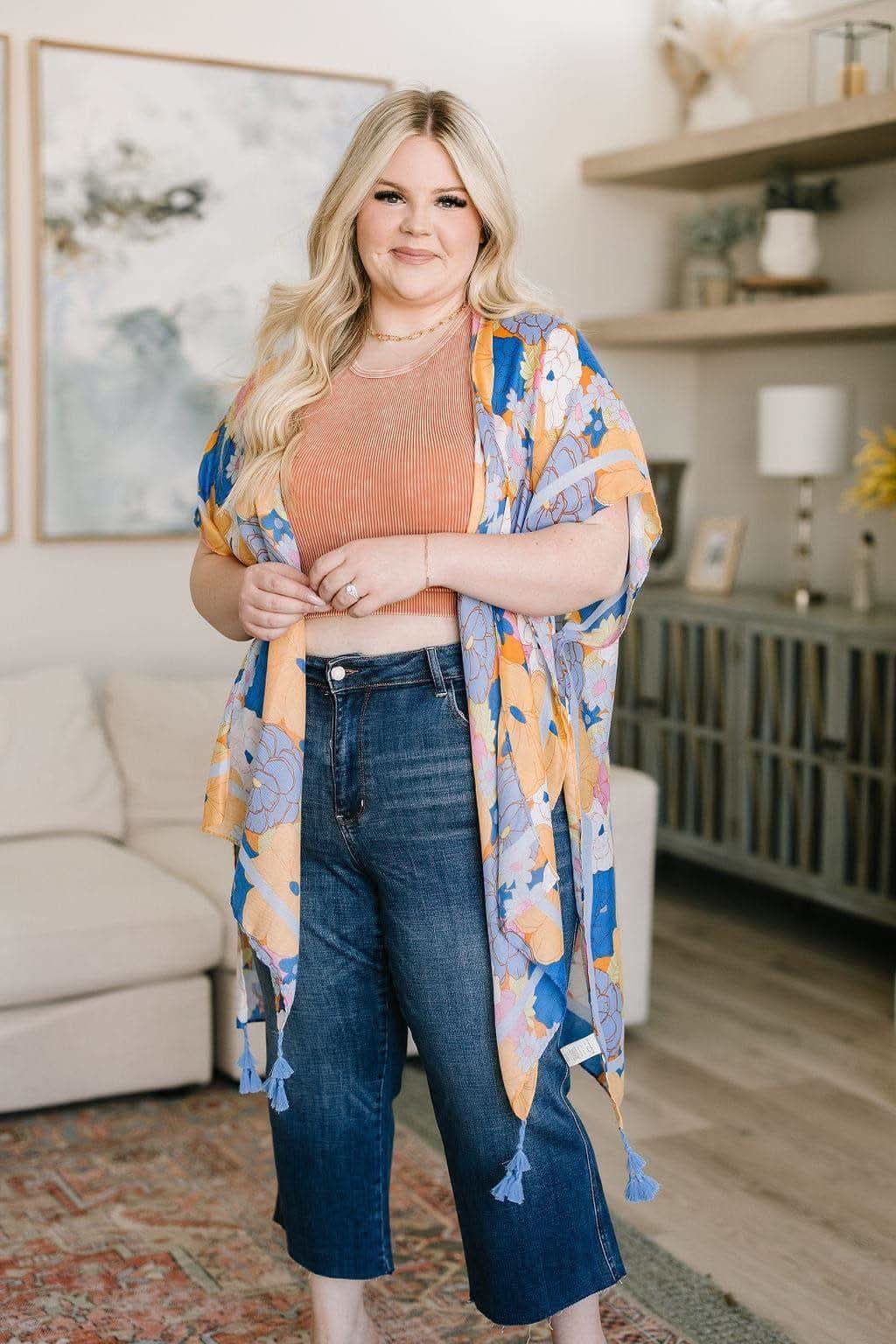 Judy Blue Hayes High Rise Wide Leg Crop Jeans in - Denim photo