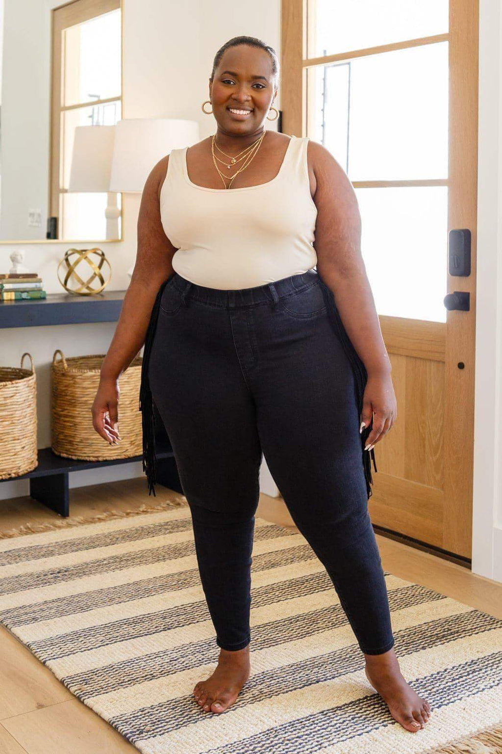 Judy Blue Hilary Side Fringe Skinny Jegging, Black in - Pants photo