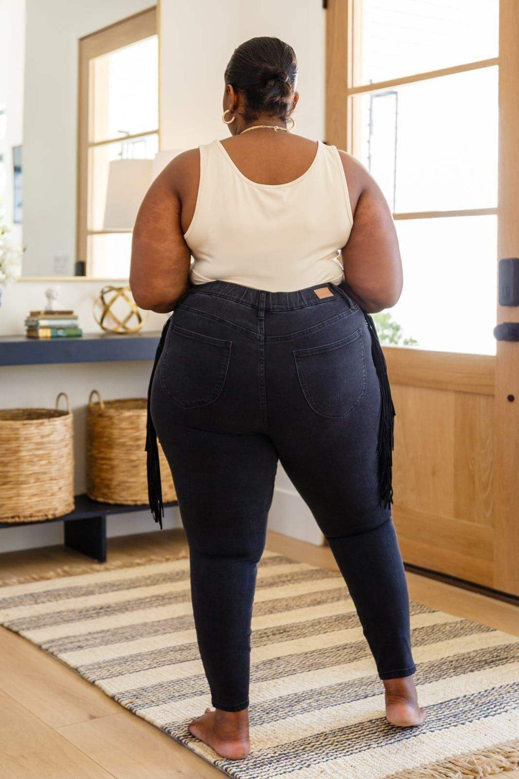 Judy Blue Hilary Side Fringe Skinny Jegging, Black in - Pants photo