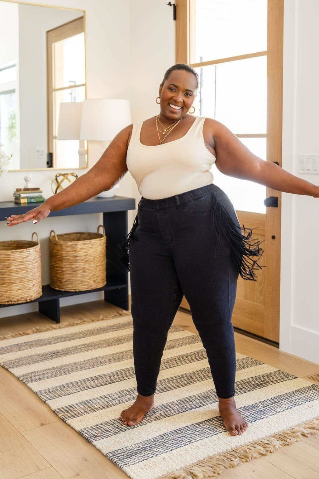 Judy Blue Hilary Side Fringe Skinny Jegging, Black in - Pants photo