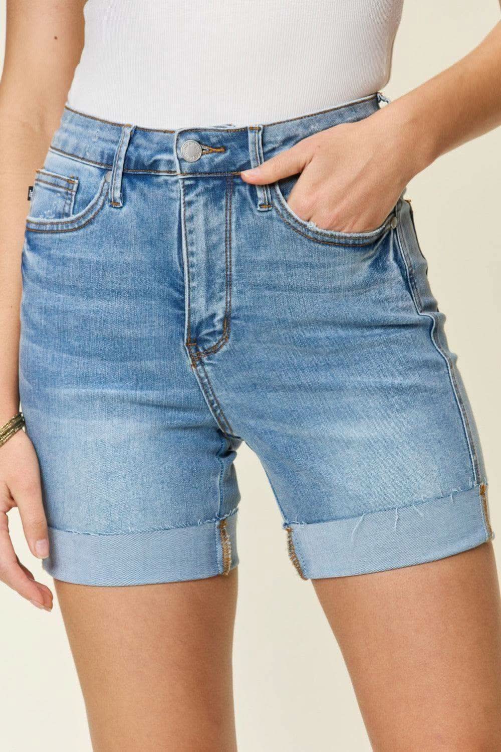 Judy Blue Tummy Control High Waist Denim Shorts - SwagglyLife Home & Fashion