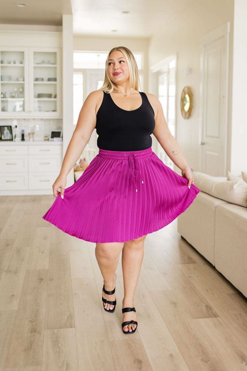 Just a Flirt Pleated Skirt in Magenta - SwagglyLife Home & Fashion