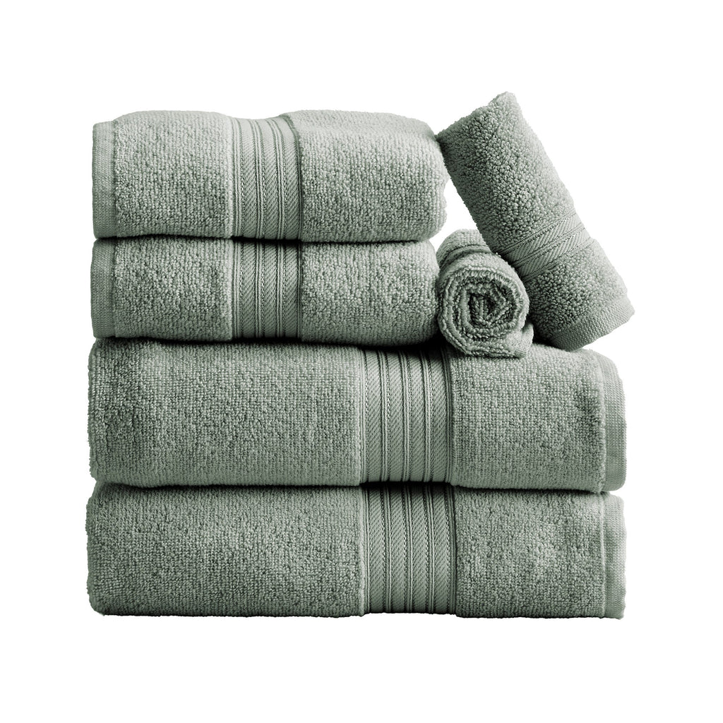Cotton Terry Bath Towel Set - Cooper Collection in 6 Piece Set Eucalyptus - photo
