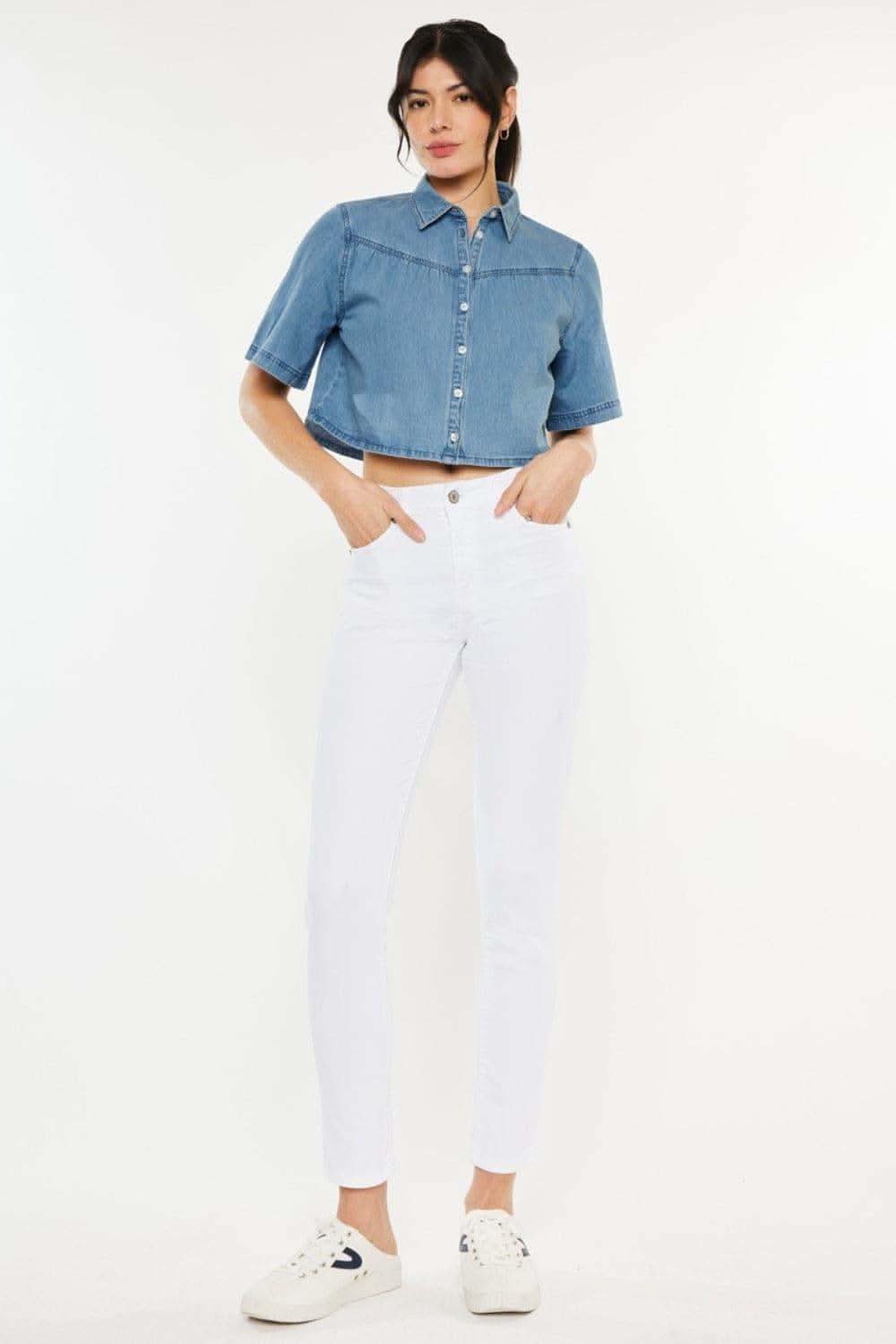 Kancan High Rise Ankle Skinny Jeans in White - Pants photo
