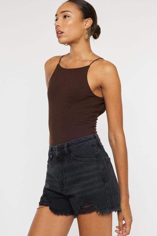 KanCan High Rise Denim Shorts, Dark Grey in - Shorts photo