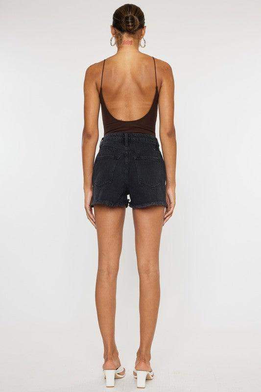 KanCan High Rise Denim Shorts, Dark Grey in - Shorts photo