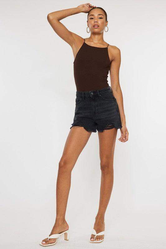 KanCan High Rise Denim Shorts, Dark Grey in - Shorts photo