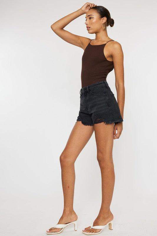 KanCan High Rise Denim Shorts, Dark Grey in - Shorts photo