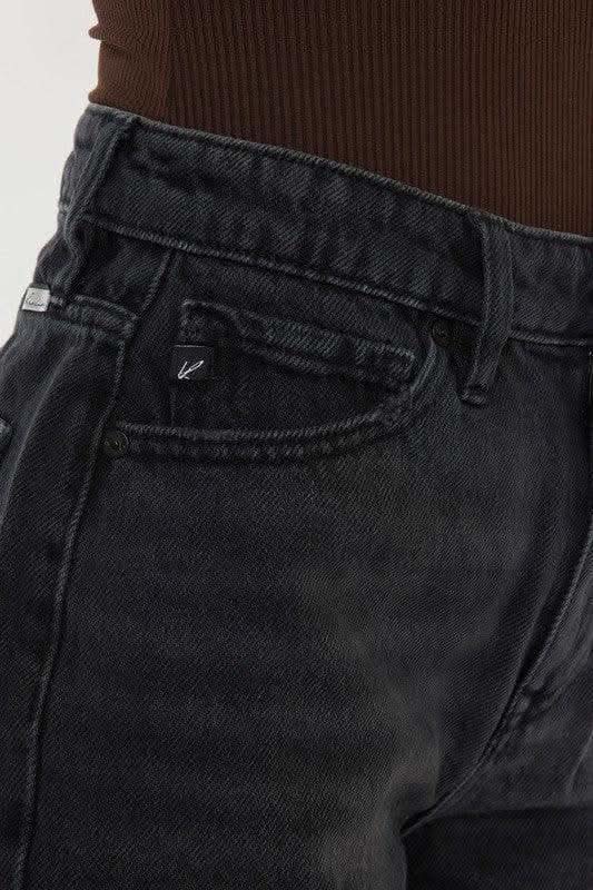 KanCan High Rise Denim Shorts, Dark Grey in - Shorts photo