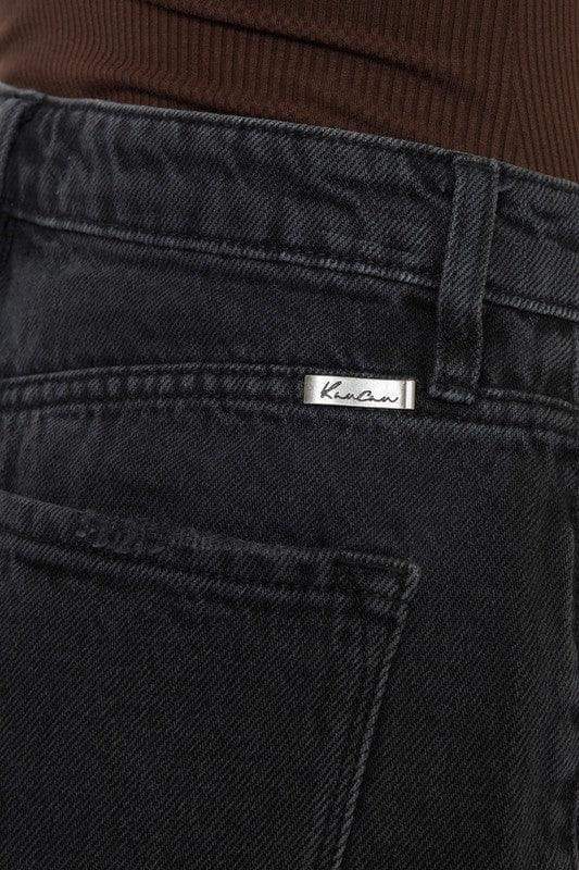 KanCan High Rise Denim Shorts, Dark Grey in - Shorts photo