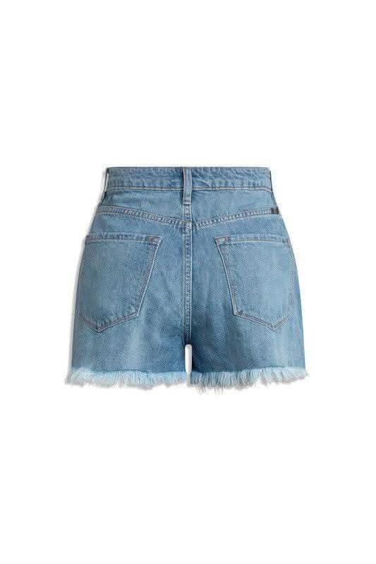 KANCAN High-Rise Mom Shorts with Raw Frayed Hem in - Shorts photo