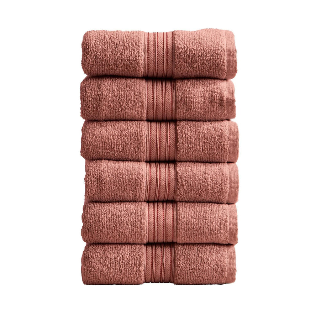 Cotton Terry Bath Towel Set - Cooper Collection in Hand Towel (Pack of 6) Desert Rose - photo