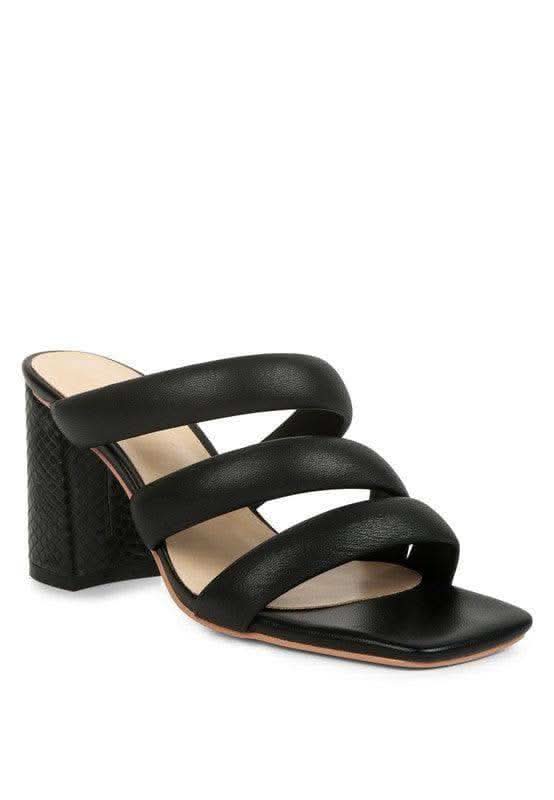 Kywe Textured Heel Chunky Strap Sandals in Black - Shoes photo