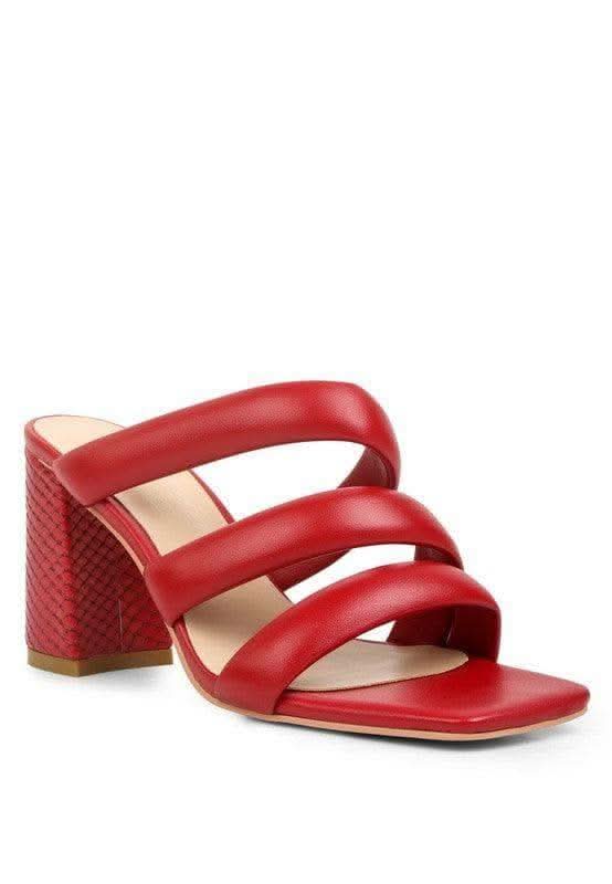 Kywe Textured Heel Chunky Strap Sandals in Red - Shoes photo