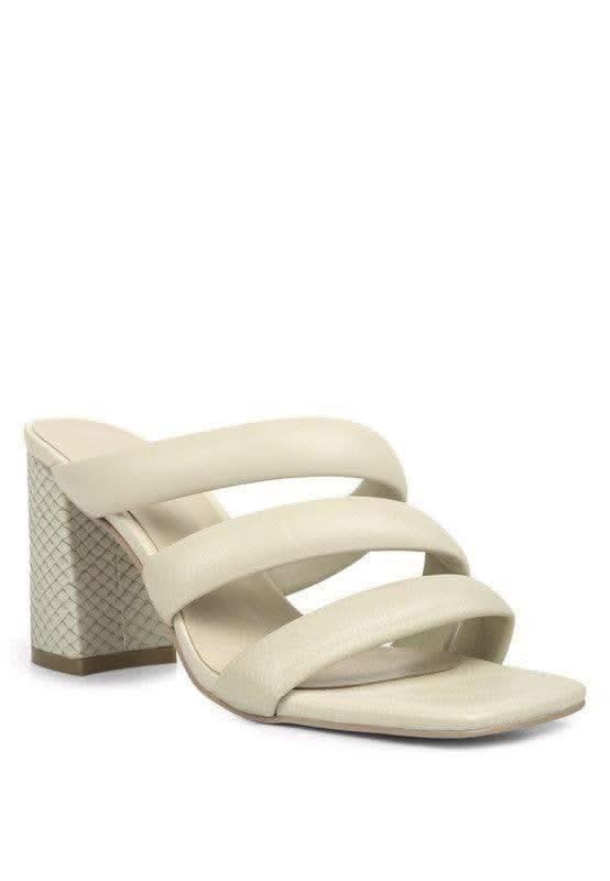Kywe Textured Heel Chunky Strap Sandals in Off White - Shoes photo