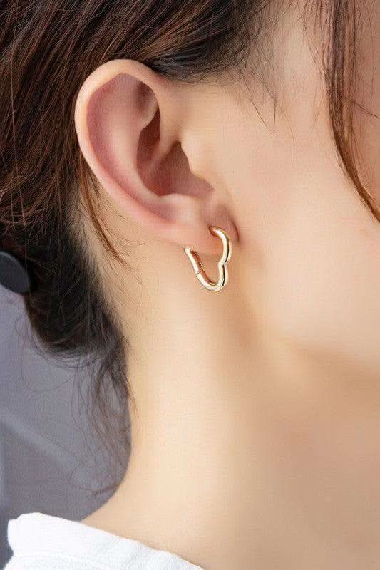 LA3 Heart Shape Hinged Huggie Hoop Earrings in - Earrings photo