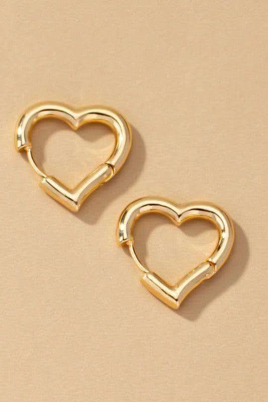 LA3 Heart Shape Hinged Huggie Hoop Earrings in Gold one size - Earrings photo