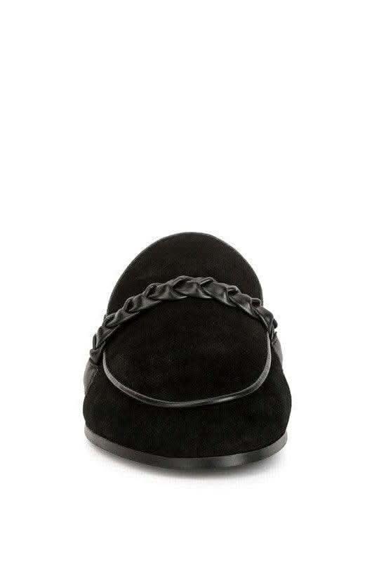 Lavinia Suede Leather Braided Detail Mules, 2 Colors - SwagglyLife Home & Fashion