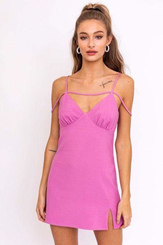 LE LIS Strap Detail Mini Dress, Pink | Orange - SwagglyLife Home & Fashion