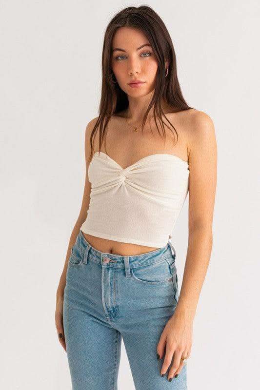 LE LIS Twist Tube Crop Top, Multiple Colors in Off White - Tops photo