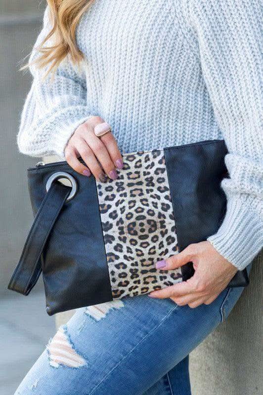 Leopard Dual Tone Clutch in - Handbags photo