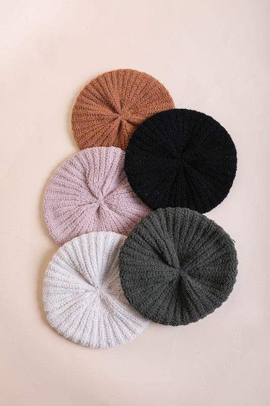LETO Boucle Rib Knit Beret in - Hats photo