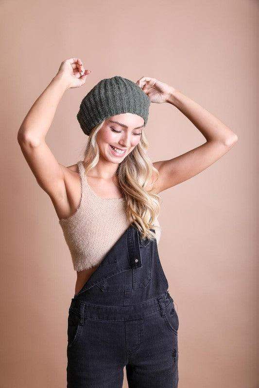 LETO Boucle Rib Knit Beret in - Hats photo