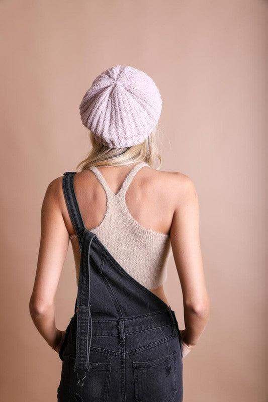 LETO Boucle Rib Knit Beret in - Hats photo