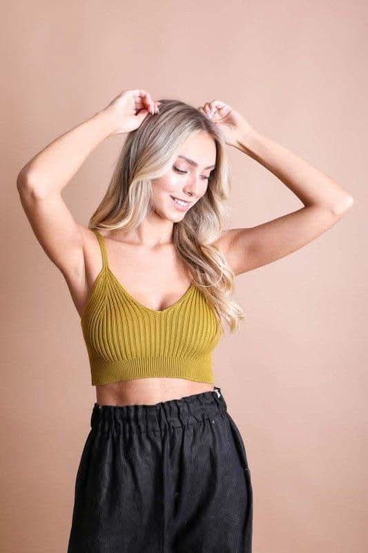 Leto Contour Rib Knit Brami Lounge Top - SwagglyLife Home & Fashion