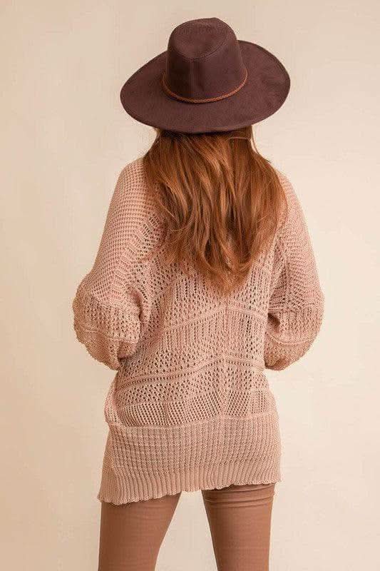 LETO Knit Netted Cardigan in - Cardigans photo