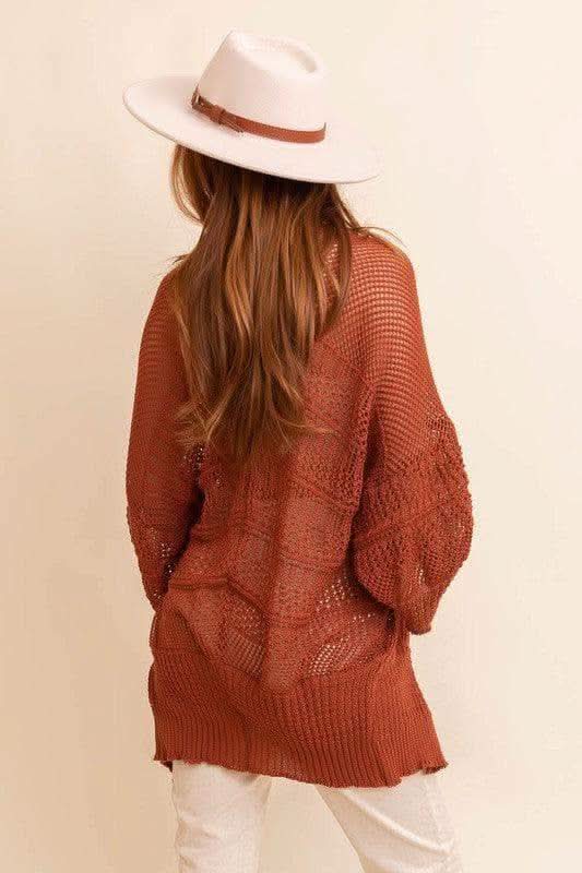 LETO Knit Netted Cardigan in - Cardigans photo