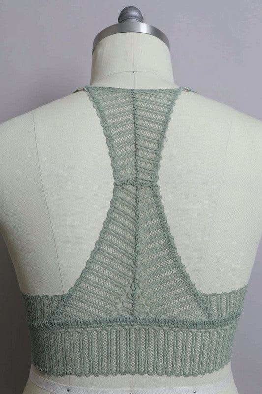 LETO Plus Size Ribbed Lace Boho Racerback Bralette in - Bras photo