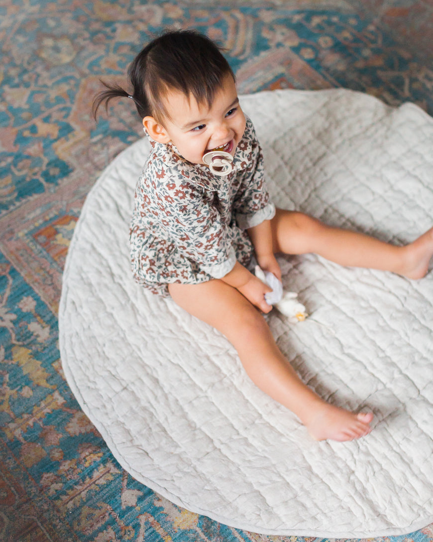 Stone Washed Linen Quilted Play Mat in - Baby & Toddler photo