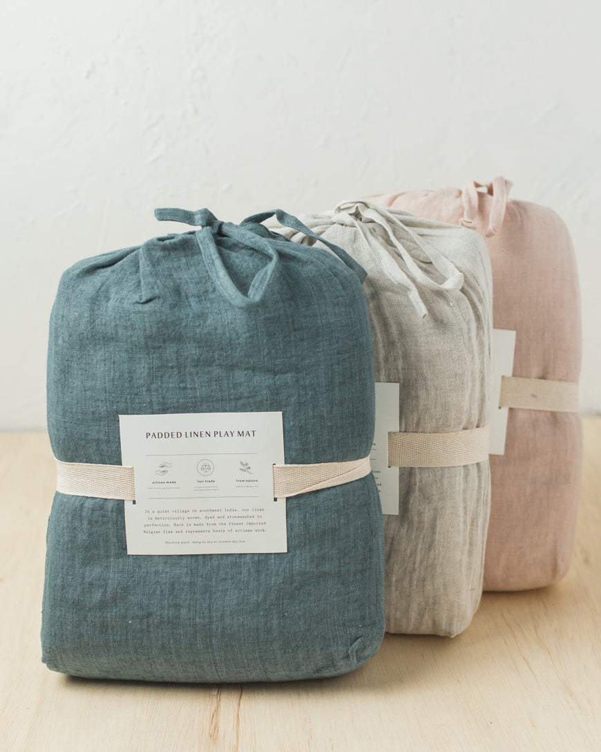 Stone Washed Linen Quilted Play Mat in - Baby & Toddler photo