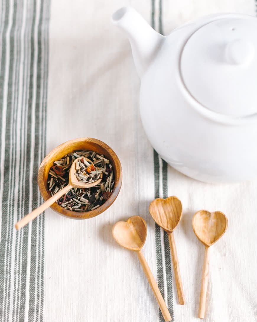 Olive Wood Heart Teaspoon Pair in - Kitchen & Dining photo